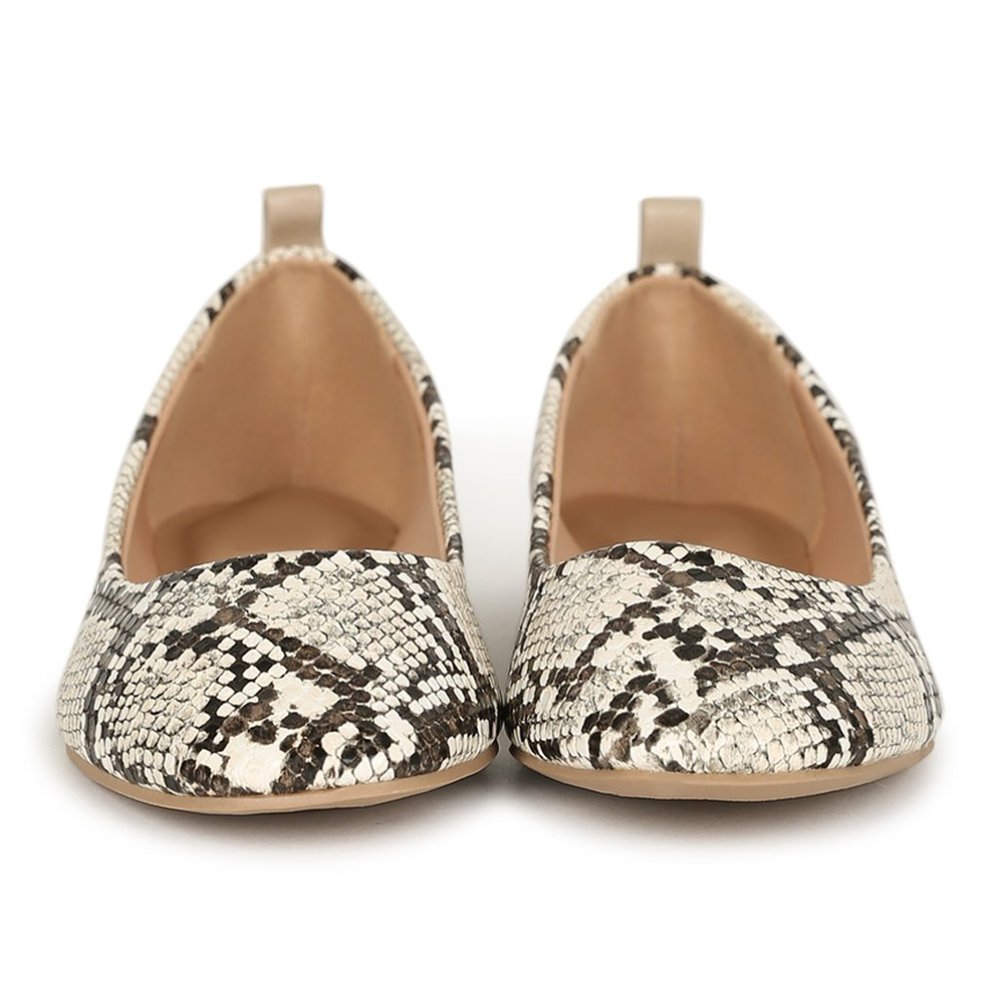Square toe snakeskin pattern ballerina flats (Liquidation Sale) - Picture 2 of 5